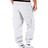 voordelige Joggingbroeken-Voor heren Jogger Broek Cargo-joggingbroek Zak Trekkoord Elastische taille Effen Comfort Buitensporten Dagelijks Modieus Casual Zwart Wit Micro-elastisch