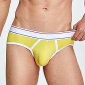 abordables Slips homme-Homme 1 pc Slips Caleçon Patchwork 90% coton Respirable Doux Confortable Bloc de couleur Taille Basse Jaune Rouge