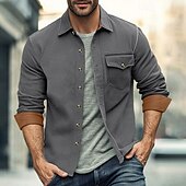 economico Camicie da uomo-Per uomo Camicia Camicia di flanella Sovracamicia Color Block Esterno Strada Nero Bianco Rosso Blu marino Manica lunga Inverno Primavera &amp; Autunno Abbigliamento