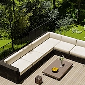 abordables Funda para Cojines de Patio-2 fundas de cojín para patio, 100 % impermeables, para sofá de exterior, de mimbre, funda de asiento de sofá impermeable, funda de silla de mimbre Oxford, protector de muebles