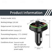 お買い得  車用Bluetoothキット/ハンズフリー-お買い得価格の売れ筋モデル FMトランスミッター 車載MP3プレーヤー ブルートゥース電話充電器 音楽ハンズフリー付き
