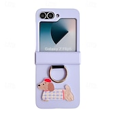 cheap Samsung Cases-Phone Case For Z Flip 6 Z Flip 5 Z Flip 4 Z Flip 3 Ring Buckle Shockproof Retro TPU Silicone