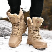 baratos Botas de combate-botas táticas de inverno masculinas – botas de neve quentes, forradas com pele sintética, impermeáveis, de cano alto e com sola antiderrapante, ideais para caminhadas ao ar livre e clima frio