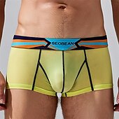 cheap Men&#039;s Boxers Underwear-Men&#039;s 1 PCS Boxers Underwear Boxer Shorts Patchwork Elastic Waist Chinlon Breathable Soft Comfortable Color Block Letter Mid Rise Black White