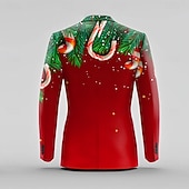 رخيصةأون زي مشهد عيد الميلاد-عيد الميلاد المجيد رجالي نمط عيد الميلاد معطف جاكيت بليزر متنفس مريح كاجوال ملابس الحفلات والسهرات مناسب للبس اليومي Buttons طباعة ثلاثية الأبعاد متعدد الجيب خريف &amp; شتاء طوي كم طويل أحمر