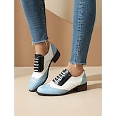 olcso 1950-es évek-női háromszínű brogue oxford cipő szárnyvéggel és alacsony sarkú - vintage formális lábbeli irodába és különleges alkalmakra