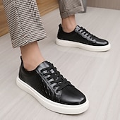 economico Sneakers da uomo-sneakers da uomo in similpelle intrecciata marrone - design casual con lacci e comoda suola bianca per l&#039;uso quotidiano