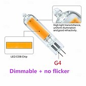 abordables Ampoules LED double broche-Ampoules LED en verre cob G4 à intensité variable sans scintillement, 2 W/3 W/5 W AC/DC12 V, ampoule en cristal pour lampada, lampara, éclairage de lustre 6/10 pièces