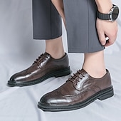 abordables Officiel-chaussures richelieu marron pour hommes avec bout d&#039;aile et semelle en caoutchouc - chaussures formelles classiques pour les affaires, le bureau et les événements spéciaux