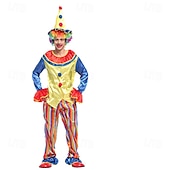 olcso Halloween-Dzsókerkártya Bohóc Halloween Felszerelések Jelmez cirkusz Farsangi jelmez Szerepjáték Felnőttek Férfi Női Mindszentek napja Farsang Mardi Gras Teljesítmény Parti Egyszerű Halloween jelmezek Kiöltözik