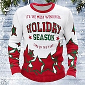 preiswerte Herrenpullover-Herren Jacquard-Pullover Hässlicher Weihnachtspullover Pullover Lässiger Pullover Weihnachtspullover Stricken Rundhalsausschnitt Monogramm Stern Rundhalsausschnitt Weihnachten Strickware Party