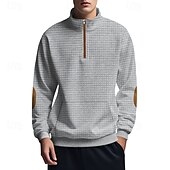 baratos Suéteres básicos-Homens Moletom Moletom com zíper Preto Branco Azul Marinha Cinza Claro Cinzento Escuro Meio Zíper Bloco de cor Bolso frontal Textura Desportos e Ar livre Diário Feriado Poliéster Roupa de rua Básico