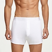cheap Men&#039;s Boxers Underwear-Men&#039;s 1 PCS Boxers Underwear Boxer Shorts Elastic Waist 50% Cotton Breathable Soft Comfortable Solid Color Mid Rise Black White