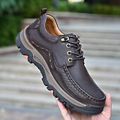 economico Semi-formale-scarpe da trekking da uomo in similpelle marrone con chiusura a lacci - comode e resistenti, perfette per le avventure all&#039;aria aperta