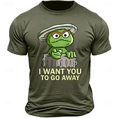 cheap Men&#039;s Graphic T Shirt-Men&#039;s Cartoon Letter Printed Monster T Shirt 100% Cotton Short Sleeve Graphic Shirt Black Deep Blue Army Green Comfortable Tee Vacation Street Fashion Designer Clothing