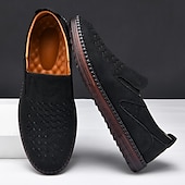 levne Pánské nazouváky a mokasíny-pánské prodyšné slip-on mokasíny - perforovaná ležérní obuv z umělého semiše s tkanými detaily a protiskluzovou podrážkou