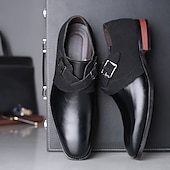 economico Semi-formale-scarpe da uomo con cinturino alla caviglia in pelle sintetica e pelle scamosciata bicolore – eleganti scarpe eleganti con fibbia per occasioni formali