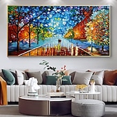 お買い得  風景画-ミンチュラ ハンドメイド テクスチャ 抽象風景 キャンバス 油絵 壁アート 装飾 モダン 抽象画 家の装飾用 ロール フレームなし 未伸張 絵画