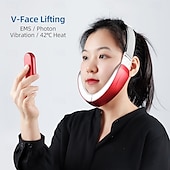 お買い得  ボディマッサージ機-ems 美顔器 vライン リフトアップ ベルト 光 顔 痩身 振動 マッサージ器 フェイスリフティング 装置 二重あご軽減