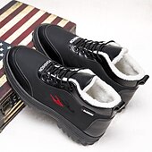baratos Inverno e botas de neve-Botas masculinas de inverno à prova d&#039;água com cadarço e forro de pele sintética, calçados externos isolados para caminhadas em clima frio e uso casual