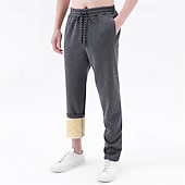 baratos Calças Desportivas-Homens Sherpa Calças de lã Calças Esportivas Corredor Calças Bolsos Com Cordão Cintura elástica Tecido Conforto Quente Comprimento total Ao ar livre Casual Diário Esportes Moda Preto Cinzento