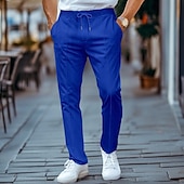 お買い得  スウェットパンツ-男性用 スウェットパンツ ジョガー ズボン プリーツパンツ ドローストリング 弾性ウエスト 平織り 履き心地よい 高通気性 全長 カジュアル 日常 祝日 スポーツ ファッション ブラック ホワイト マイクロエラスティック