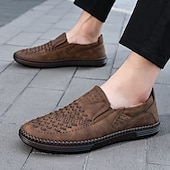 levne Pánské nazouváky a mokasíny-pánské prodyšné slip-on mokasíny - perforovaná ležérní obuv z umělého semiše s tkanými detaily a protiskluzovou podrážkou
