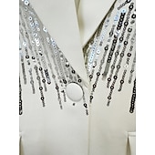cheap Mom&#039;s Pant Suits-Two Piece Pantsuit Evening Gown Vintage Dress Tuxedo Dress Formal Wedding Floor Length Long Sleeve Shirt Collar  with Glitter