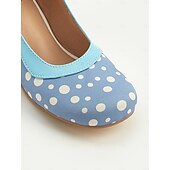 halpa Block Heels-naisten siniset pilkulliset mary jane -korkokengät – keskikorkoiset retrokengät solkihihnalla vintage-vaikutteisiin asuihin ja tanssijuhliin