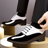 economico Formale-scarpe oxford da uomo in vernice rossa – design formale moderno con chiusura con lacci, ideali per lavoro, feste e occasioni speciali