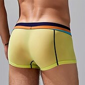 cheap Men&#039;s Boxers Underwear-Men&#039;s 1 PCS Boxers Underwear Boxer Shorts Patchwork Elastic Waist Chinlon Breathable Soft Comfortable Color Block Letter Mid Rise Black White