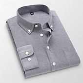 billige Button Down-skjorter for menn-Herre Dresskjorter Skjorte med knapp ned Oxford skjorte Skjorte med krage عادي Bryllup Arbeid Lys Rosa Hvit Marineblå Blå Langermet Vår &amp; Vinter Klær