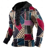 abordables sweats à capuche 3d pour hommes-Homme Plaid Sweats à Capuche Sweat à capuche Sweat à capuche Capuche Mode 3D effet Jaune Rouge Cordon Automne Hiver Designer