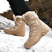baratos Botas de combate-botas táticas de inverno masculinas – botas de neve quentes, forradas com pele sintética, impermeáveis, de cano alto e com sola antiderrapante, ideais para caminhadas ao ar livre e clima frio