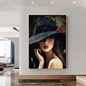 tanie Obrazy z ludźmi-ręcznie malowany portret kobiety twarz obraz olejny dom paląca dziewczyna płótno dekoracyjne obrazy ścienne cuadros do salonu sypialnia nowoczesne płótno w rolce (bez ramy)