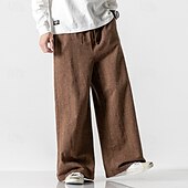 voordelige Loszittend-Voor heren Broek Vrijetijdsbroek Zak Trekkoord Recht been Streep Comfort Buiten Dagelijks Modieus Casual Donker Bruin Zwart Micro-elastisch