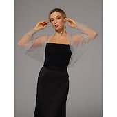 abordables enveloppes d&#039;invité de mariage-boléro en maille protection solaire manches longues bouffantes transparent cache-épaules boléro en tulle organza de mariée mode invité de mariage écharpe femme tout-assorti printemps&amp;amp;robe d&#039;été