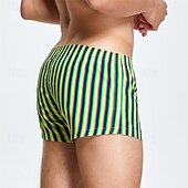 abordables Bóxer de hombre-Hombre 1 pc Boxer Boxers Cintura elástica 100% Algodón Transpirable Suave Cómodo Raya Tiro Medio Blanco Amarillo