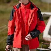 cheap Fleece &amp; 3 in 1 Jackets-Men&#039;s Softshell Jacket Hiking Jacket Winter Outdoor Color Block Thermal Warm Sun Protection Windproof Water Resistant 3-in-1 Jacket Lightweight Jacket Windbreaker Jacket Traveling Black Red Blue Dark