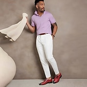 baratos Formal-sapatos sociais masculinos de couro sintético vermelho trançado – oxfords elegantes com cadarço e detalhes em couro envernizado para ocasiões formais e casuais