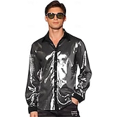 cheap Tops-Retro Vintage 1970s 1980s Shirt Disco Shiny Metallic Men&#039;s Carnival Costume Halloween Carnival Performance Party Club Adults&#039; Shirt
