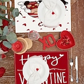 cheap Placemats &amp; Coasters &amp; Trivets-Valentine&#039;s Day Placemats Set of 4 Romantic and Decorative Table Mats Featuring Heart or Rose Patterns Durable and Heat-Resistant Perfect for Adding a Touch of Love to Your Dining Table Decor
