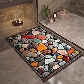cheap Mats &amp; Rugs-Pebble Bathroom Rug, Polyester Rectangle Door Mat, Super Absorbent, Non-Slip, Easy-to-Clean, Stain-Resistant Bath Mat