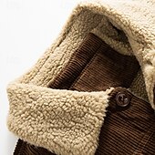 levne Pánské bundy a kabáty-Pánské Kordurová bunda Fleecová bunda Šerpa bunda Dovolená Denní Zahřívací Fleece Podzim zima Bez vzoru Módní Šik ven Klopa Standardní Černá Khaki Kávová Šedá Saka
