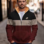 economico Schema Geometrico-Per uomo Blocco di colori Pile Felpe con cappuccio Moda Etnico Manica Lunga Con Cappuccio Feste Abbigliamento casual alla moda Rosso Blu Coulisse Autunno Inverno progettista