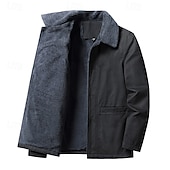 baratos Jaquetas Cargo-Homens Jaqueta de Inverno Casaco de lã Jaqueta sherpa Diário Férias Térmico / Quente Bolsos Tosão Outono &amp; inverno Tecido Moda Roupa de rua Lapela Padrão Preto cáqui Verde Tropa Casaco