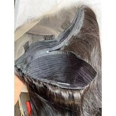 economico Parrucche lace front capelli veri-Parrucche in pizzo con cerniera sostituibile trasparente 13x4, capelli umani, attaccatura dei capelli pre-pizzicata, densità 150 per donne nere, colore nero naturale