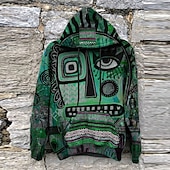 abordables Hoodies Étnicos Vintage-Hombre Caricatura Estilo Bohemio Sudadera Sudaderas Sudadera Manga Larga Sudadera con capucha Con Capucha Ropa deportiva Casual Diario Deportes Impresión personalizada Morado Estampado Otoño invierno