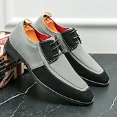 abordables Semi-formel-chaussures oxford à lacets de style vintage pour hommes – design en toile bicolore et similicuir pour une tenue formelle et décontractée
