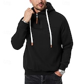 levne pánské základní mikiny s kapucí-Pánské Kapuce Mikina se zipem na čtvrtletí Bílá Kapuce Bez vzoru Denní Sporty a outdoor Dovolená Šik ven Chladný Na běžné nošení Jaro &amp; podzim Oblečení Mikiny s kapucí Mikiny Dlouhý rukáv